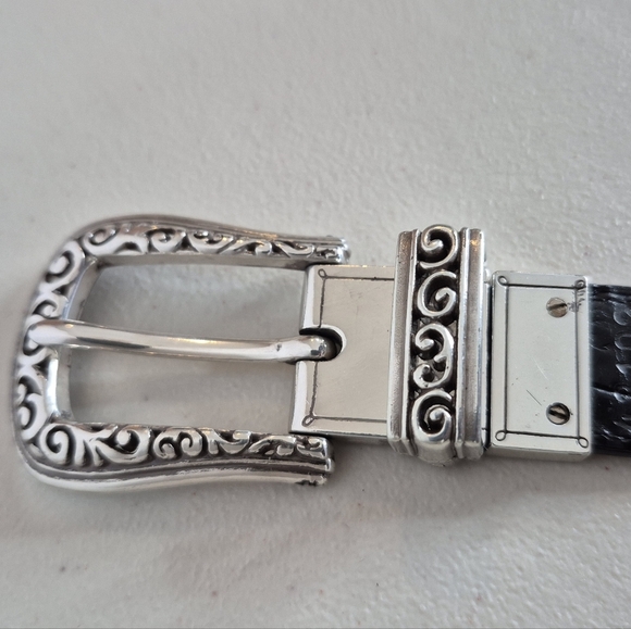 Brighton 3-Way Reversible Tan & Black Croc Embossed Leather Belt - Size 34 / L - Picture 9 of 16